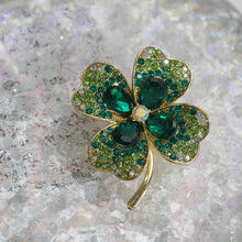Load image into Gallery viewer, Kerongsang Semanggi Bertuah, Bingkai Aloi Emas, Warna Hijau / Ungu, Pesona Bersinar, Sesuai untuk Gaya Segar pin  brooch