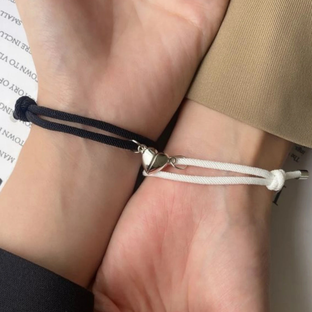 2PC Couple Fashion Trend Simple Love Magnetic Bracelet Date Travel Banquet Party Holiday Dressing Gifts