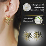 Subang Stud, Bersalut Emas, Subang Motif Bunga Api, Rekaan Elegan Dinamik, Sesuai untuk Dipakai Harian Perak Earrings