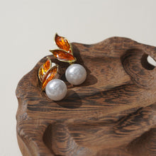 Load image into Gallery viewer, 【Stud Earrings】Gold - Plated Leaf &amp; Faux Pearl Earrings,Natural Inspiration for Causal Wear