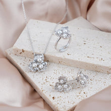 Load image into Gallery viewer, 【Jewelry Set】Silver-Made Floral with Natural Freshwater Pearl Jewelry Set, Necklace, Earrings, Ring, Delicate Elegant Jewelry Set for Women
