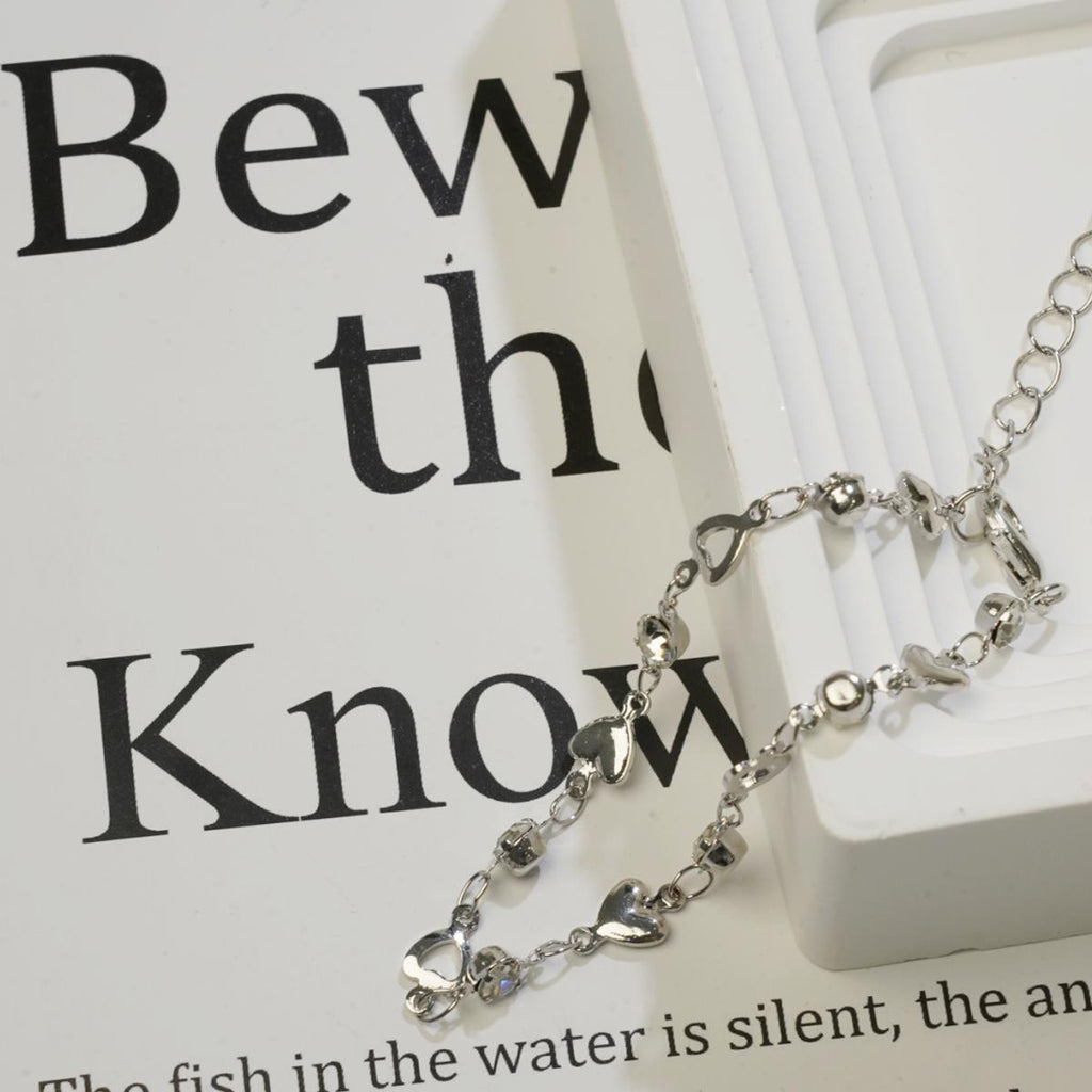 【Bracelet】Romantic Heart & Zircon Design, Sweet Daily Wear for Fashion Ladies