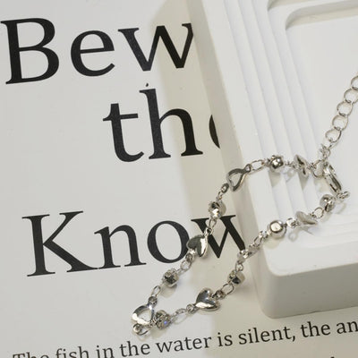 【Bracelet】Romantic Heart & Zircon Design, Sweet Daily Wear for Fashion Ladies