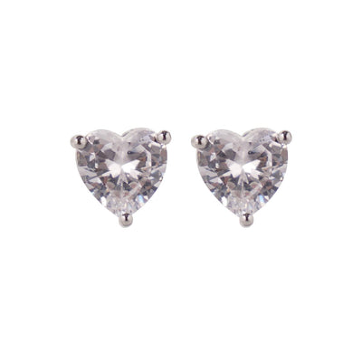 【Stud Earrings】Copper Silver-Tone Zirconia Prong Set Romantic Minimalist Stud Earrings Elegant Sparkle Gift for Women