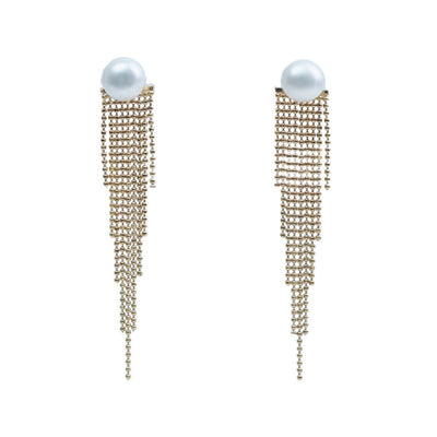 【Earrings】Elegant 18K Gold Plated Earrings with Pearl Tassel Design for Dinners & Dates, Chic Jewelry for Women