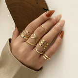 New Joint Ring Female Creative Retro Simple Multi-layer Open Twist Ring Set 8-piece Set