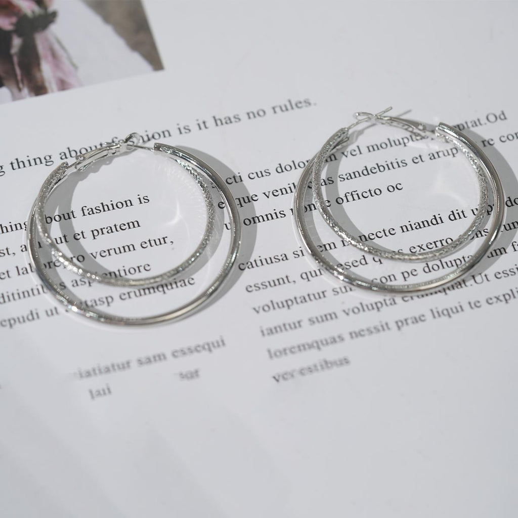 Subang Gelung, Perak, Aloi Bertekstur, Gaya Harian Bergaya, Penting untuk Wanita Bohemian Earrings