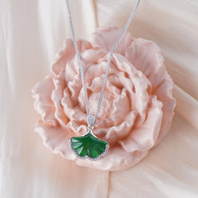 Load image into Gallery viewer, 【Pendant Necklace】S925 Sterling Silver Green Jade Leaf Pendant with Zirconia Accents, Nature-Inspired DairyJewelry, Elegant Symbolic Gift for Women