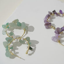 Carregar imagem no visualizador da galeria, 【Hoop Earrings】Gold-Wire Wrapped Natural Stone &amp; Pearl C-Hoop Earrings, Forest-Style Jewelry for Women