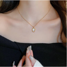 Load image into Gallery viewer, Stylish Gold Chain Necklace with Open Rectangular Pendant &amp; Sparkling White Gem – Perfect Minimalist Accessory for Any Occasion