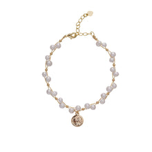 Load image into Gallery viewer, 【Bracelet】 Interweave Copper with Natural Freshwater Pearl Adjustable Bracelet, Delicate Pendant and Heart End, Versatile Accessory for Women