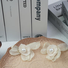 Load image into Gallery viewer, 【Stud Earrings】Pink/White Fabric Flower Earrings with Pearl, Romantic &amp; Sweet for Fashion Girls