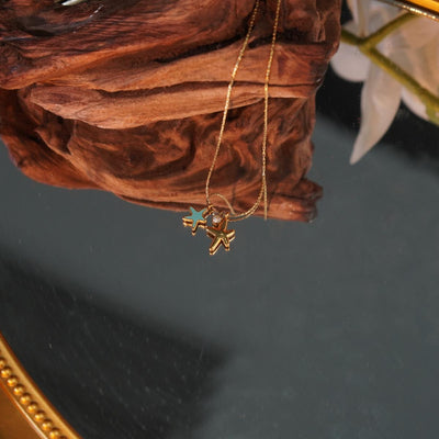【Pendant Necklace】Chic&Minimalist Necklace with Double Starfish Zircon for Women Who Love Ocean Inspired Style