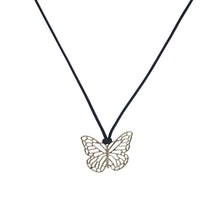 Load image into Gallery viewer, 【Pendant Necklace】 Gold-Tone Butterfly Hollow-Out Pendant with Black Cord Necklace for Women - Elegant Lightweight Design, Everyday Versatile Jewelry