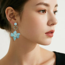 Load image into Gallery viewer, 【Drop Earrings】Light Blue Resin Flower Earrings with Crystal Bead Stamens, Sweet &amp; Fresh Design for Young Women