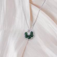 Load image into Gallery viewer, 【Pendant Necklace】S925 Sterling Silver Green Jade Flower Pendant with Zirconia Accents, Vintage Floral Jewelry, Elegant Daily Gift for Women