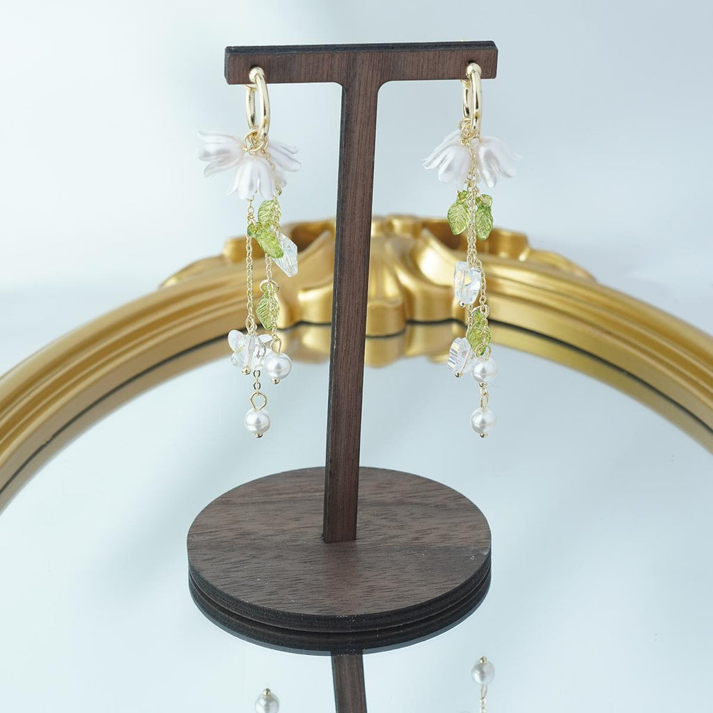 【Drop Earrings】Alloy Gold Plated Flower & Pearl Earrings with Resin Butterfly, Romantic Sweet Style for Women