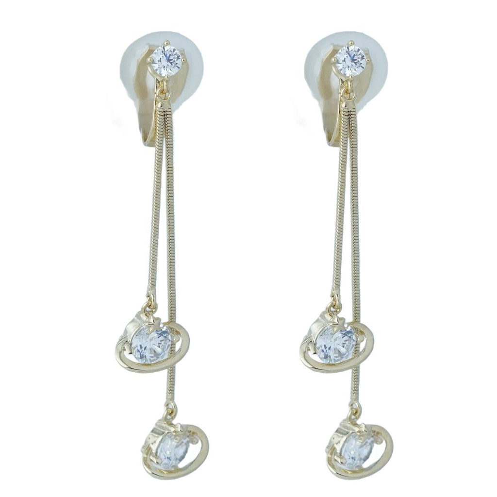 【Clip Earrings】Golden Clip Earring with Shining Zircon, Skin-Friendly Earrings for Women, Fashion Accessory for Everyday Wear