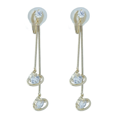 【Clip Earrings】Golden Clip Earring with Shining Zircon, Skin-Friendly Earrings for Women, Fashion Accessory for Everyday Wear