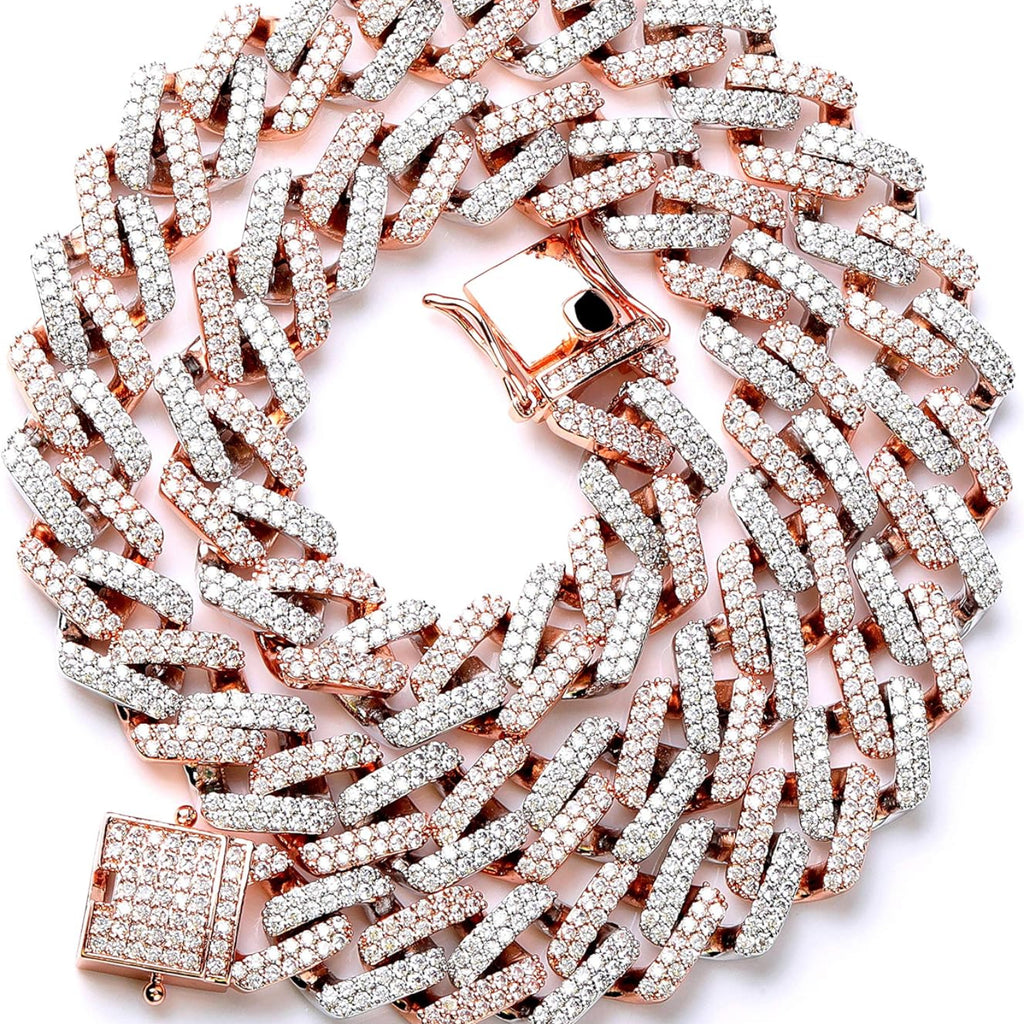 YOSZO Hip Hop 14mm 6 Times Heavy 14K Gold Plated Miami Cuban Link Chain Choker for Men Full Iced out Prong Setting Bling CZ Rapper Necklace