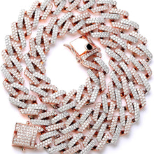 Charger l&#39;image dans la galerie, YOSZO Hip Hop 14mm 6 Times Heavy 14K Gold Plated Miami Cuban Link Chain Choker for Men Full Iced out Prong Setting Bling CZ Rapper Necklace