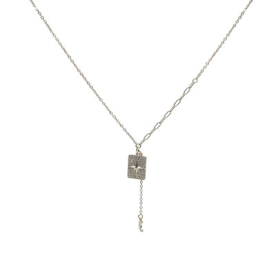 【Pendant Necklace】 Copper Star & Moon Pendant Necklace with Elegant Accent Jewelry for Women