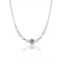 Load image into Gallery viewer, 【Necklace】Aquamarine Stone Accent Silver Chain Natural Freshwater Pearl Necklace, Perfect Gift for Women, Best Dating Wear