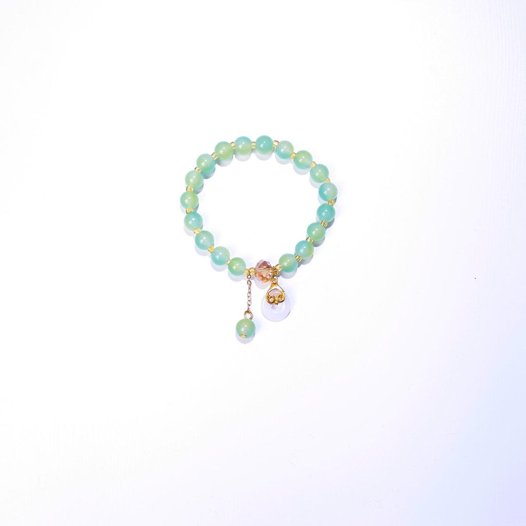 Gelang Manik, Kecerunan Pastel Hijau dan Biru, Pesona Nada Emas, Boleh Laras, Barang Kemas Elegan, Hadiah untuk Wanita, Gelang