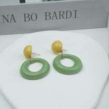 Load image into Gallery viewer, Drop Earrings with Double Layer Colorful Resin Ball &amp; Hoop Design,Trendy Jewellery for Women