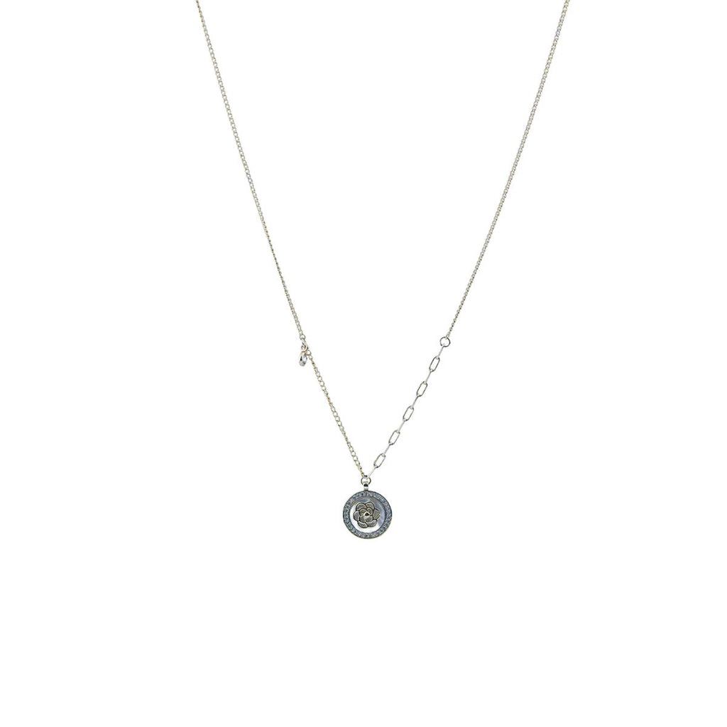 【Pendant Necklace】Camelia Flower Gold-Plated Necklace, Elegant Zircon Jewelry, Dual-Layer Design, Romantic Gift for Her