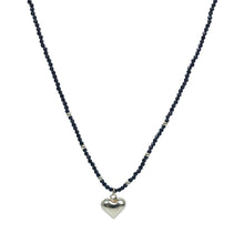 Load image into Gallery viewer, 【Pendant Necklace】Black Bead Necklace with Gold Plated Heart Pendant, Modern Minimalist Jewelry for Women