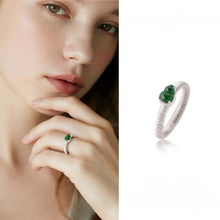 Load image into Gallery viewer, 【Ring】S925 Silver Green Jadeite Gourd Ring Lucky Charm Jewelry Elegant Daily Accessory for Women