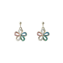 Load image into Gallery viewer, 【Stud Earrings】Color-Gradient Petal Studs with Gold Beads &amp; Chains - Four-Tone Floral &amp; Micro-Link Design - Effortless Spring Fresh