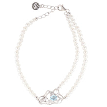 Load image into Gallery viewer, Blue Topaz Birthstone Bracelet for Women, December Birthstone 925 Sterling Silver Wave Pendant, Adjustable Bead Bracelet Ocean Inspired Jewelry Gift