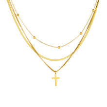 Load image into Gallery viewer, 【Necklace】Multi-layer Stainless Steel  Necklace with Vintage Cross Pendant, Stylish Stackable Jewelry for Women