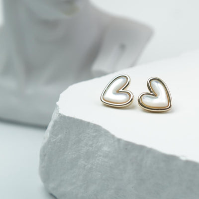 【Stud Earrings】Gold-Plated Heart Earrings with Shell, Romantic & Sweet, for Fashion Women