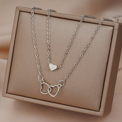 Set Of 2 Stylish And Simple Hollowed-out Heart Pendant Necklaces, Perfect For Holidays, Parties, Dates, Or Daily Wear