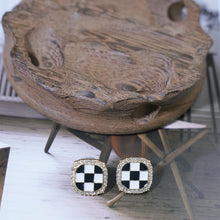 Load image into Gallery viewer, 【Stud Earrings】 Checkerboard Square Earrings Crystal Halo Modern Minimalist Chic