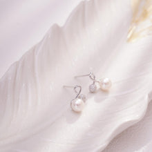 Load image into Gallery viewer, 【Stud Earring】Lychee-inspired Silver Stud Earring, Natural Pearl with Silver Post Shining Zircon Cute Earring for Women