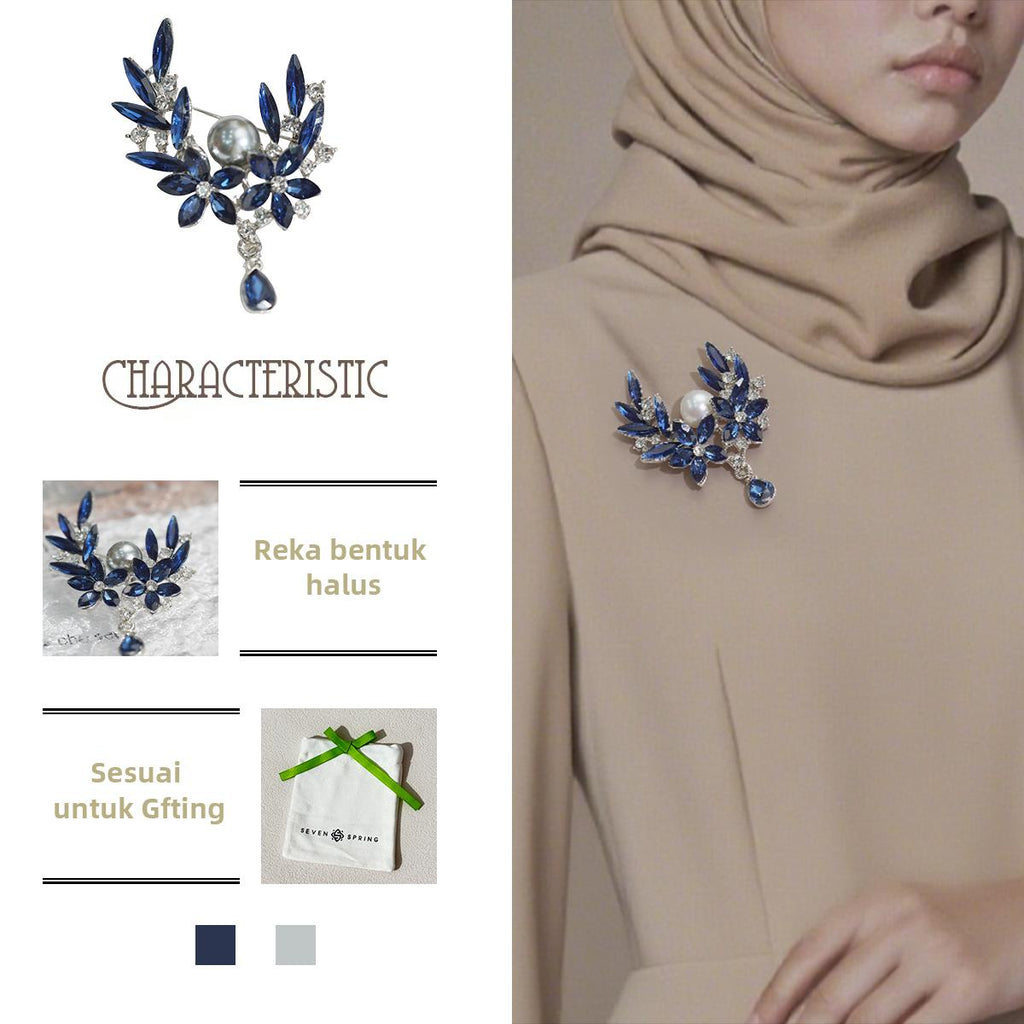 Kerongsang besar bahu Bunga Mutiara, Rekaan Berkilauan Elegan, Aksesori Serba guna, untuk Wanita, dengan Berlian buatan