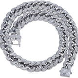 YOSZO 14mm 18K Gold Plated Prong Setting Iced Out Miami Cuban Link Chain Choker Necklace for Men and Women Hip Hop(14mm White Gold, 18)