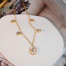 Load image into Gallery viewer, Starry Seashell Pendant Necklace with Gold-Plated Chain + Zircon Accents, Romantic &amp; Elegant Jewelly for Women