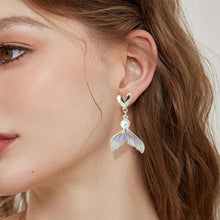 Load image into Gallery viewer, 【Drop Earrings】Alloy Purple Gradient Mermaid Tail Earrings with Pearl &amp; Heart, Romantic Fairycore Jewelry for Women