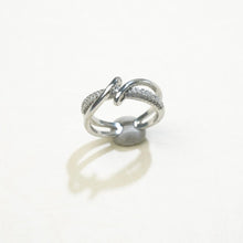 Charger l&#39;image dans la galerie, Cincin Terbuka Zirkon, Rekaan Berpintal, Barang Kemas Fesyen Bergaya dan Boleh Laras, Untuk Wanita Fesyen Perak Putih stainless steel ring