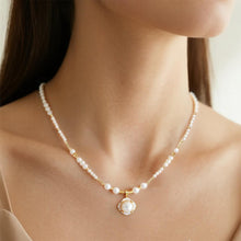 Load image into Gallery viewer, 【Pendant Necklace】Brass Pearl &amp; Shell Beaded Chain with Geometric Pendant Necklace Elegant Jewelry Gift for Women