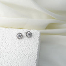Load image into Gallery viewer, 【Stud Earrings】Silver-Tone Crystal Halo Stud Earring - Timeless Minimalist for Women Everyday Sparkle