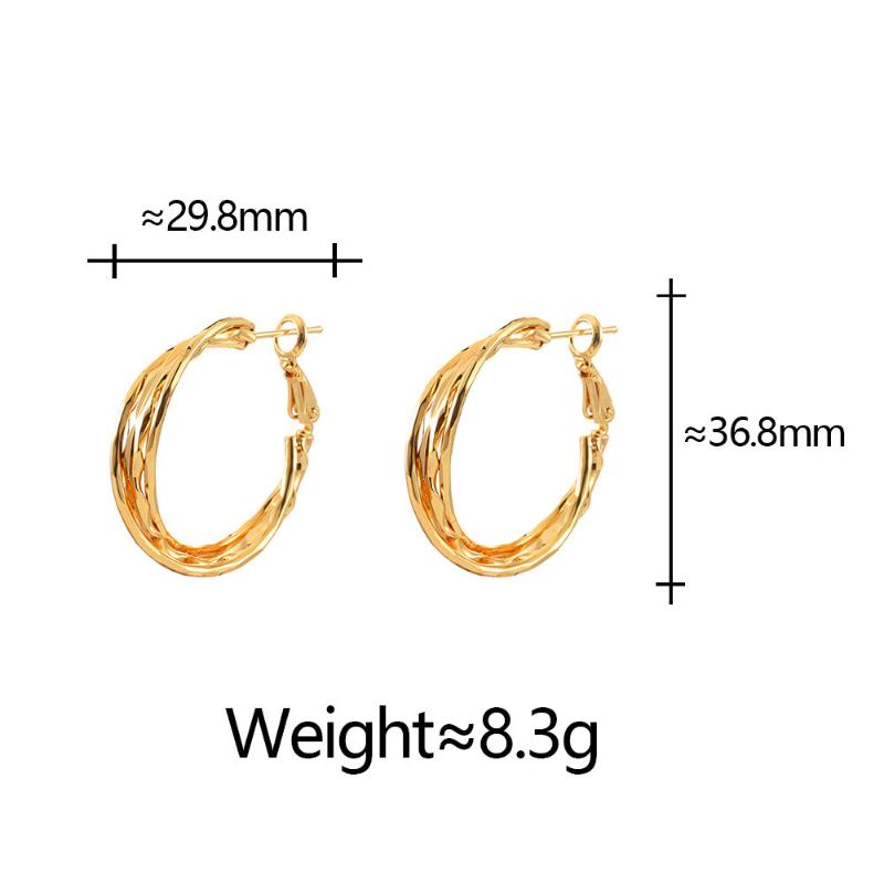 【Earrings】Twisted Gold-Tone Hoop Jewelry – Interlocking Alloy Design for Daily & Formal Wear