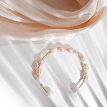 Load image into Gallery viewer, 【Bracelet】Open-Ended Design Copper Bracelet with Three Colors Natural Pearl, Low-Profile Delicate Bracelet for Women