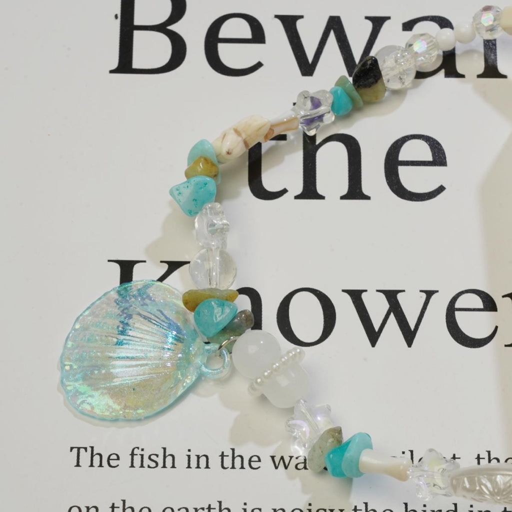 Kalung Manik, Gaya Kasual Romantik, Loket Kerang dan Tapak sulaiman, Sesuai untuk Pantai Musim Panas dan Pakaian Harian, Kalung Jewelry Necklaces
