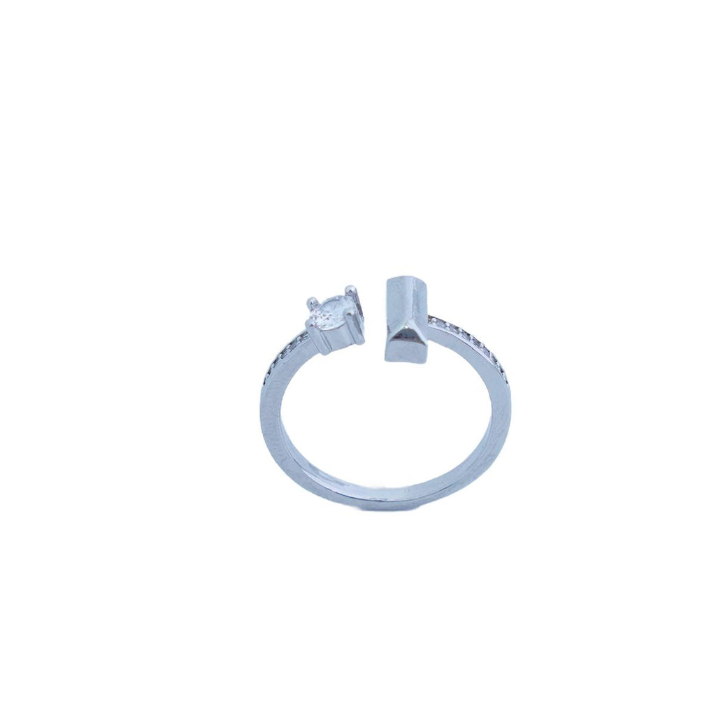【Open Ring】Gold/Silver Plated Geometric Ring with Zircons, Minimalist & Chic Style for Fashion Ladies